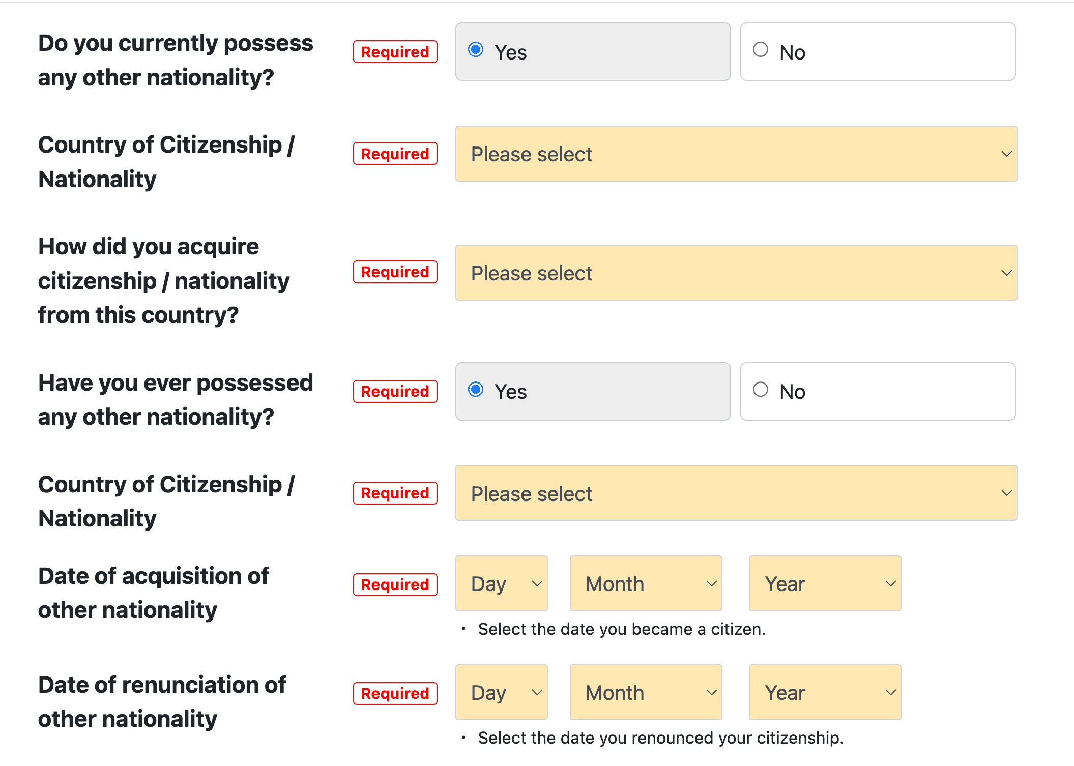 Nationality and citizenship in other countries